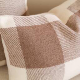 Tan & Cream Plaid Wool Pillow Cover, Camel Ivory Buffalo Check Cover - Made To Order - thumbnail 3