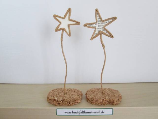 Wire Star, Customizable/White Or With Book Text, As A Small Gift Decoration, For Birthdays, Christmas, Height Approx. 14 cm