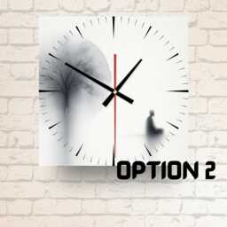 Zen Wall Clock Glass Square, Minimalist Black White Meditation Decor, Japandi Home - thumbnail 2