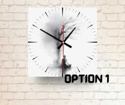 Zen Wall Clock Glass Square, Minimalist Black White Meditation Decor, Japandi Home - thumbnail 1