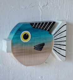 Wooden Fish Wall Art - Coastal Decor Beach House Decoration Nautical Wood Sculpture Handmade Rustic Hangingwood - thumbnail 1