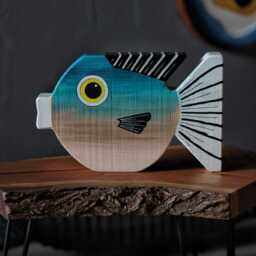 Wooden Fish Wall Art - Coastal Decor Beach House Decoration Nautical Wood Sculpture Handmade Rustic Hangingwood - thumbnail 3
