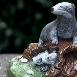 Concrete Badger Family Statue Garden Sculpture Outdoor Animal Ornament Wildlife Decoration Cement Badgers Figurine Badger Lover Gift - thumbnail 3
