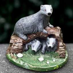 Concrete Badger Family Statue Garden Sculpture Outdoor Animal Ornament Wildlife Decoration Cement Badgers Figurine Badger Lover Gift - thumbnail 1