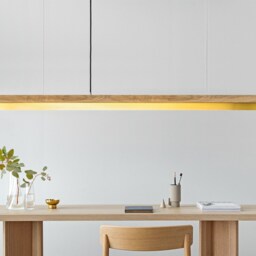 Pendant Lamp - Oak Wood & Brass Dining Room Gantlights Led - thumbnail 2
