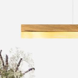 Pendant Lamp - Oak Wood & Brass Dining Room Gantlights Led - thumbnail 3