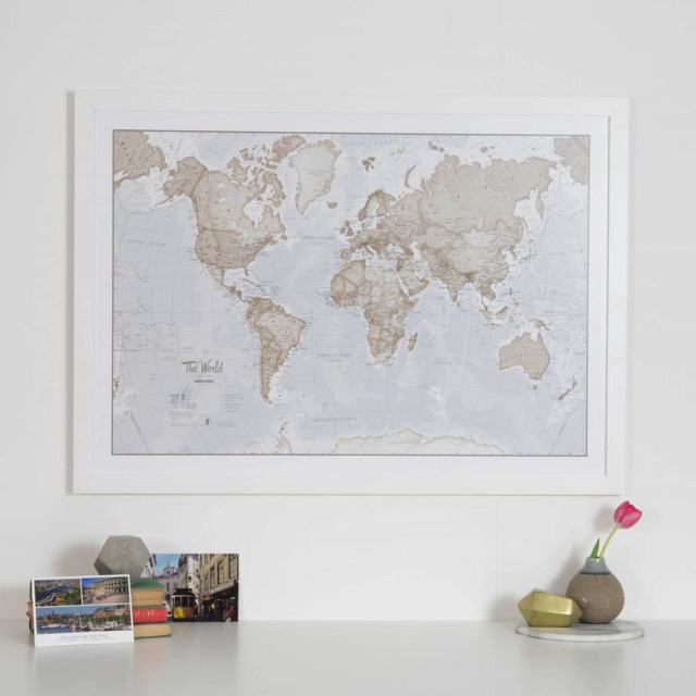 Map Of The World Art Print - Paper Push Pin Map, Gift For Him, Her, Free Shipping, Home Decor, Art Living Room, Map - image 1