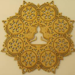 Laser Cut Wood Mandala Meditating Buddha Art, Decor - thumbnail 4