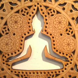 Laser Cut Wood Mandala Meditating Buddha Art, Decor - thumbnail 3