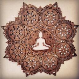 Laser Cut Wood Mandala Meditating Buddha Art, Decor - thumbnail 2