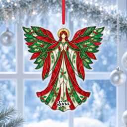 Custom Name Praying Angel Wings Ornament, Christmas Tree Car Hanging Decor, Flat 2D Ornament Acrylic Wooden Holiday Keepsake Gift 2026