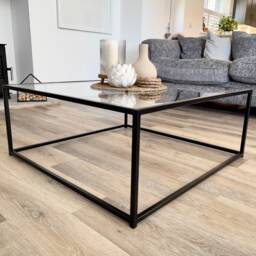 Mila Square Metal Glass Coffee Table - Black - thumbnail 3