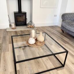 Mila Square Metal Glass Coffee Table - Black - thumbnail 2