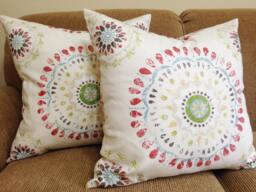 Zipper Closer One Pillow Cover Both Side Robert Allen Color Wheel Coral Ivory Throw Pillow 20 X - thumbnail 1