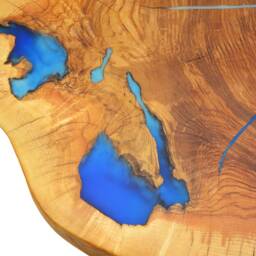 Round Live Edge Coffee Table With Glowing Resin Fillin/Hairpin Cooper Legs - thumbnail 4