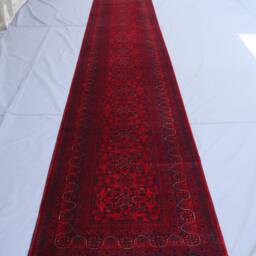 20 Ft Runner Rug, Afghan Hand Knotted Soft Pile Wool Turkmen Bukhara Red Runner, Long Hallway Stairs Kitchen Carpet - thumbnail 2