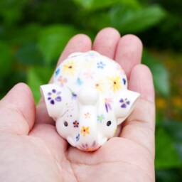 Lucky White Elephant With Flowers, For Wealth & Luck Trunk Up, Hand-Painted - thumbnail 4