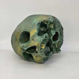 Bronze Patina Human Skull Replica . Realistic Plaster Of Paris Life Size Human Replica - thumbnail 4