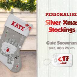 Personalised Christmas Stocking Silver Felt Decoration With Name - thumbnail 4