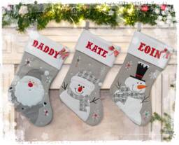 Personalised Christmas Stocking Silver Felt Decoration With Name - thumbnail 1