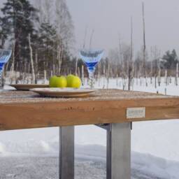 Handmade Reclaimed Wood Dining Table, Steel Bases - thumbnail 2