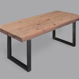 Handmade Reclaimed Wood Dining Table, Steel Bases - thumbnail 3