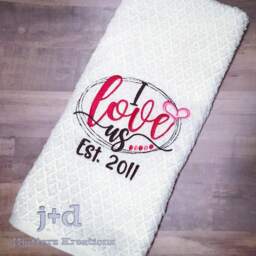 I Love Us. Valentine's Day Embroidered Towel. Hand Towel. Kitchen Decor. Anniversary Gift. Wedding Home Decor. Holiday - thumbnail 2