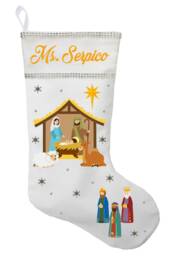 Personalized Nativity Christmas Stocking Handmade Cotton Holiday Decor - thumbnail 1