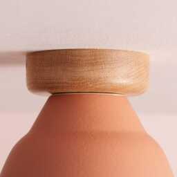 Terracotta Element Flush Mount Ceiling Light in Ceramic & Oak - thumbnail 3