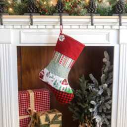 Personalized Quilted Christmas Stocking, Patchwork Design, Farmhouse Decor - thumbnail 4