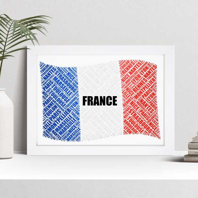 Personalised France Flag Word Art Print, French Custom Family Wall - image 1