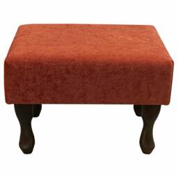Small Footstool in A Pimlico Copper Fabric On Queen Anne Style Legs - Handmade To Order - thumbnail 2