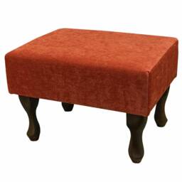 Small Footstool in A Pimlico Copper Fabric On Queen Anne Style Legs - Handmade To Order