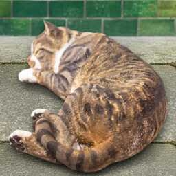 Sleeping Cat Sculpture Cute Kitten Figurine Concrete Animal Statue Indoor Decoration Stone Pet Memorial Ornament Relaxing Art - thumbnail 3