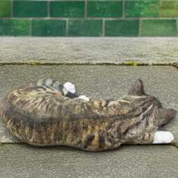 Sleeping Cat Sculpture Cute Kitten Figurine Concrete Animal Statue Indoor Decoration Stone Pet Memorial Ornament Relaxing Art - thumbnail 4