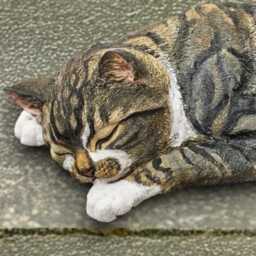 Sleeping Cat Sculpture Cute Kitten Figurine Concrete Animal Statue Indoor Decoration Stone Pet Memorial Ornament Relaxing Art - thumbnail 2