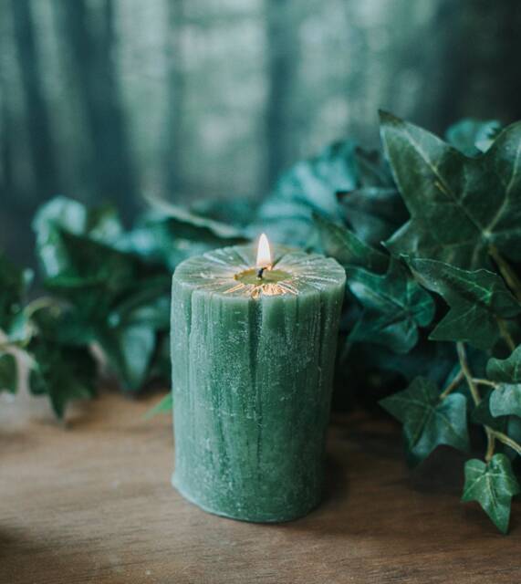 Green Log Candle - Tree Log Form Cedar Wood Scent Party Favors - image 1