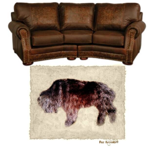 Buffalo Faux Fur Area Rug - Hand Sewn Western Decor - image 1