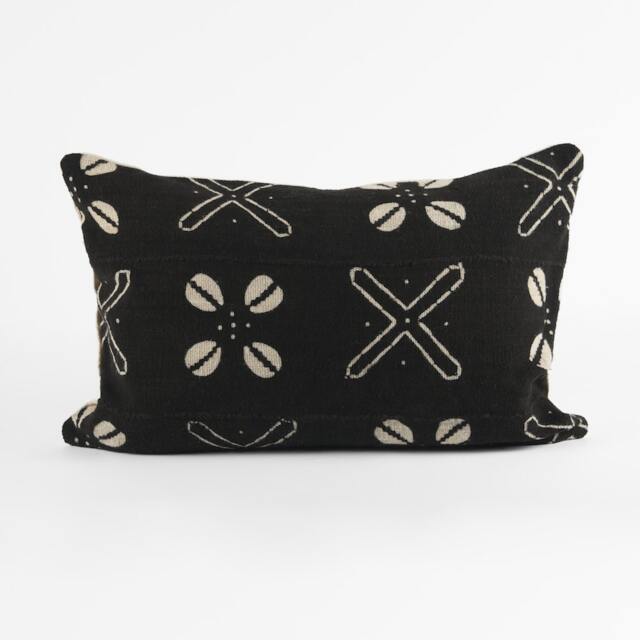 Black Mud Cloth Pillow Cover- White Print- Pillow , 18x12, 18x18 - image 1