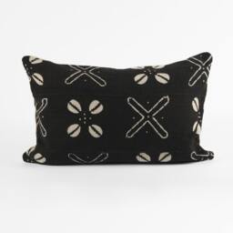 Black Mud Cloth Pillow Cover- White Print- Pillow , 18x12, 18x18 - thumbnail 1