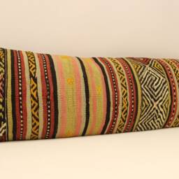Handmade King Size Kilim Pillow Cover, 12x47 Inch 30x120 cm Unique Lumbar Flaming Kilim Bedding Pillow Oblong, 4Oyf-167 - thumbnail 2