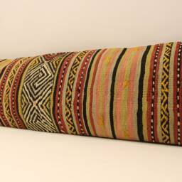 Handmade King Size Kilim Pillow Cover, 12x47 Inch 30x120 cm Unique Lumbar Flaming Kilim Bedding Pillow Oblong, 4Oyf-167 - thumbnail 3