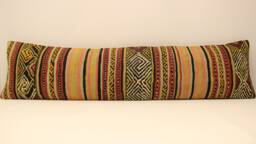 Handmade King Size Kilim Pillow Cover, 12x47 Inch 30x120 cm Unique Lumbar Flaming Kilim Bedding Pillow Oblong, 4Oyf-167 - thumbnail 1