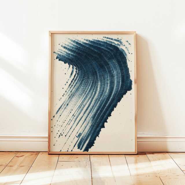 Blue Abstract Brushstroke Poster, Minimalist Modern Art Print, Contemporary Wall Art, Elegant Neutral Decor, Textured Artwork - image 1
