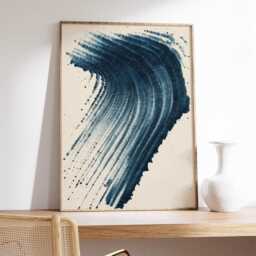 Blue Abstract Brushstroke Poster, Minimalist Modern Art Print, Contemporary Wall Art, Elegant Neutral Decor, Textured Artwork - thumbnail 2