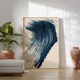 Blue Abstract Brushstroke Poster, Minimalist Modern Art Print, Contemporary Wall Art, Elegant Neutral Decor, Textured Artwork - thumbnail 3
