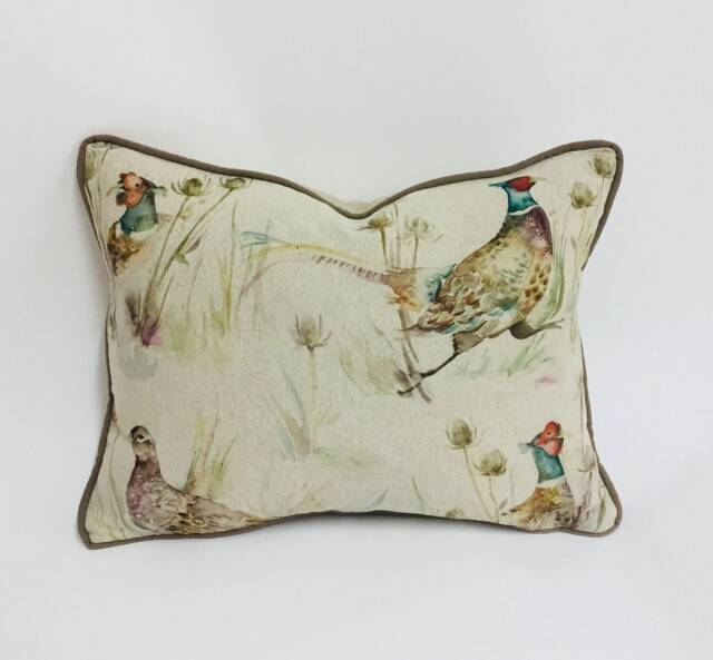 Voyage - Bowmont Pheasant Linen Stunning Contrast Piped Cushion Cover Throw Pillow Designer Home Decor - image 1