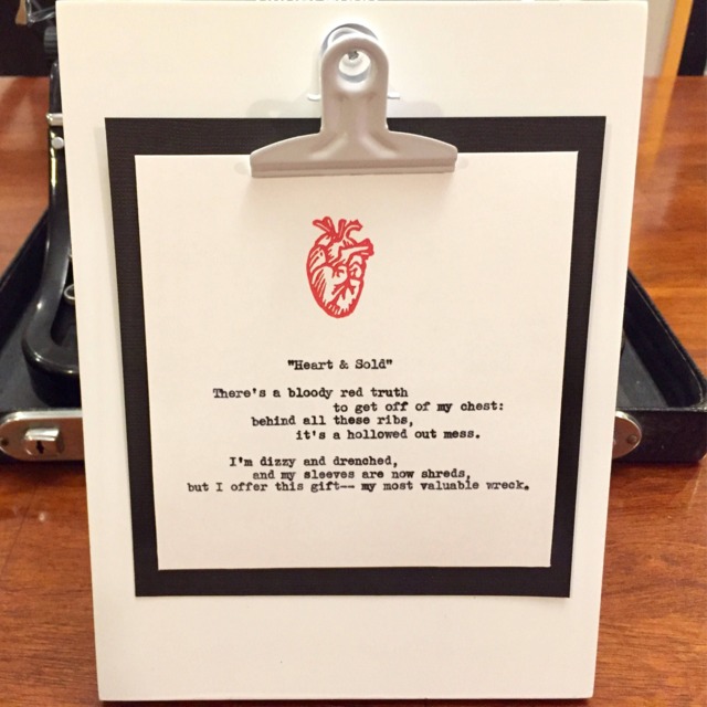 Heart & Sold. Poetry On Antique Typewriter. Pre-Framed. Gift Ideas For Birthday, Wedding, Anniversary, Valentine's Day, Christmas - image 1