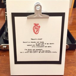 Heart & Sold. Poetry On Antique Typewriter. Pre-Framed. Gift Ideas For Birthday, Wedding, Anniversary, Valentine's Day, Christmas - thumbnail 1