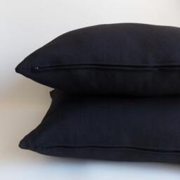 Set Of 2 Dark Black Throw Pillow Covers Cotton Canvas Blend - thumbnail 4